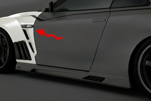 Pour <span class=keywords><strong>Nissan</strong></span> <span class=keywords><strong>Ares</strong></span> R35 GTR modifié, ailes avant Vais en fibre de carbone, ailes avant avec évents en forme d'aileron de requin, jupes latérales, diffuseurs d'ailes avant - Product Image 3