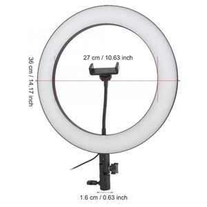 Anneau <span class=keywords><strong>lumineux</strong></span> Led rond de 14 pouces en métal, intensité variable, avec support, Kit <span class=keywords><strong>pour</strong></span> miroir, vidéo, maquillage, éclairage, livraison gratuite - Product Image 1