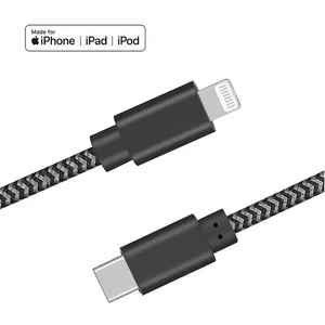 MFi C94 iOS USB 8PIN to Type C 휴대 전화 쌍 8 코어 데이터 전송 케이블 전선 고속 충전 케이블