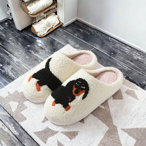Pantuflas de dibujos animados de perro Dachshund, de algodón afelpado, cómodas y peludas para interiores, con punta cerrada, para mujer, para invierno - Product Image 3