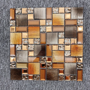 Mosaïque de carreaux de verre brillant laminé et galvanoplastie cristal mélange de carreaux de mosaïque en métal - Product Image 3
