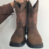 Bottes de sécurité tendance en cuir Crazy Horse de haute qualité avec logo et fonction personnalisés, embout en acier/plastique