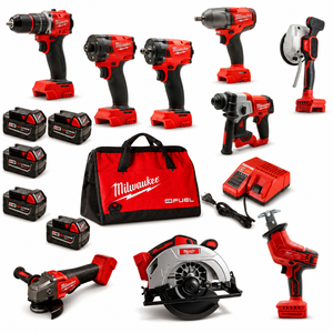 Kit Combinado de 9 Herramientas Eléctricas Inalámbricas <span class=keywords><strong>Milwaukee</strong></span> <span class=keywords><strong>M18</strong></span> <span class=keywords><strong>FUEL</strong></span> de 18V con 5 Baterías de Litio y Cargador para Trabajos de Construcción - Product Image 1