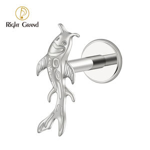 एएसटीएम एफ136 टाइटेनियम कोई फिश कार्टिलेज इयररिंग टिनी ट्रैगस स्टड हेलिक्स शंख फ्लैटबैक पियर्सिंग 16जी पशु शरीर आभूषण - Product Image 4