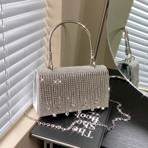 Fashion Shoulder <b>Small</b> square Tassels Bag Fashion CrossBody Full Diamond Gift Ladies Hand Bags Pearl <b>Handbag</b> for Women - Product Image 2