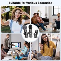 Microfono Lavalier Professionale Wireless Ipercardioide a Condensatore Doppio Rosa per iPhone Type-C Lightning con Cancellazione del Rumore 2.4G