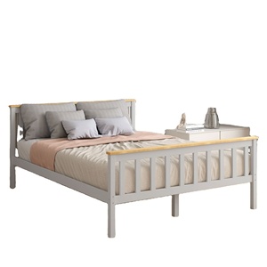 2024 Lit Double en Bois Blanc pour Adultes,/Enfants/Adolescents Meubles de Maison Style Moderne Plate-Forme en Bois Massif Cadres de Lit - Product Image 1