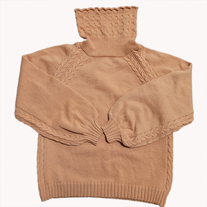 2026 Autumn Winter New Arrival Wheat Ear Pattern Sweater Women Straight Cut <b>Mock</b> Neck Knit Sweater Basic Straight Cut Knit Top - Product Image 1