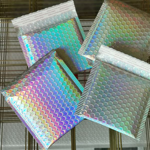 Bolsa de envío de correo de polietileno holográfica blanca púrpura Rosa recuperable personalizada, sobre acolchado metálico respetuoso con el medio ambiente, envío de burbujas - Product Image 4