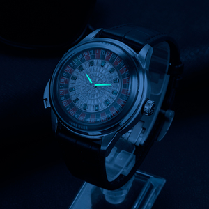 Montre mécanique pour homme avec cadran rotatif en cuir, cadran de jeu en diamant personnalisé en usine - Product Image 6