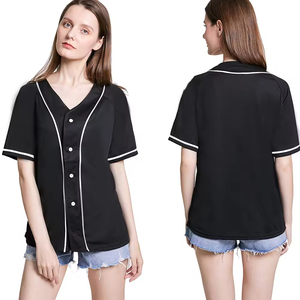 Vente en gros de chemises de baseball personnalisées en polyester 100% personnalisées évacuation de l'humidité à séchage rapide imprimé col en V pour décontracté - Product Image 3
