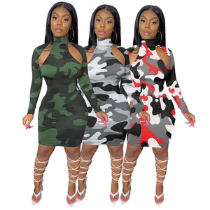 Fast Delivery & NO MOQ Latest Design Casual Camouflage Printed Mini Dress for Women