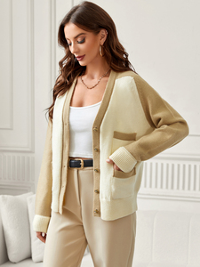 <strong>Women's</strong> Autumn Thick Needle Knitted <strong>Cardigan</strong> Elegant Beige <strong>Cardigan</strong> Stylish and <strong>Warm</strong> - Product Image 2
