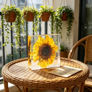 Presse-papiers en résine tournesol écologique personnalisable Décoration de bureau créative et cadeau souvenir pour la maison et le bureau - Product Image 4