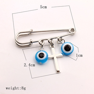 Pingente de Liga Prateada com Olho Grego Azul e Cruz, Tema Peru, para Crianças, Broche Infantil de Noivado - Product Image 5