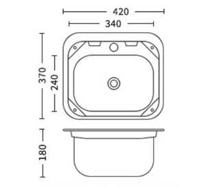 อ่างล้างมือสี่เหลี่ยมสแตนเลสขนาดเล็กสำหรับรถบ้านเคลื่อนที่พร้อมฝาปิด - Product Image 4