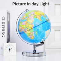 Globo Terráqueo Giratorio Educativo de Geografía de 8 Pulgadas con Iluminación Blanca, Globo Mundial con Soporte, Globo Terráqueo para Niños, Herramienta de Enseñanza