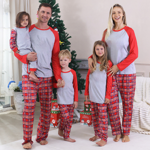 Venta caliente logotipo personalizado imprimible familia Plaid camiseta sublimación en blanco Navidad pijamas conjunto - Product Image 6