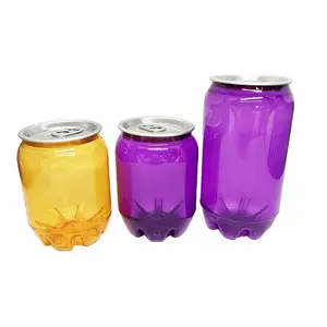 空のプラスチックPET 250ml、350ml、400mlジュース水瓶ボトル缶/パープルカラージップトップ缶ポップトップキャップリングプル缶
