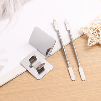 Palet baja tahan karat untuk seniman kosmetik Makeup pencampur palet DIY dengan alat Spatula untuk melukis kuku Alas Bedak Cair