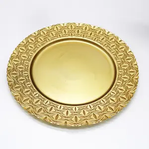 Yunzhifan Tigela de frutas dourada nórdica prato raso de 33 cm prato de vidro de 13 polegadas
