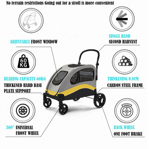 अतिरिक्त बड़े कुत्ते के स्ट्रेलर एडजस्टेबल हल्के तह पालतू जानवर सभी-इलाके 4 व्हील दोहरी प्रविष्टि सुरक्षा कुत्ते रोलर - Product Image 3