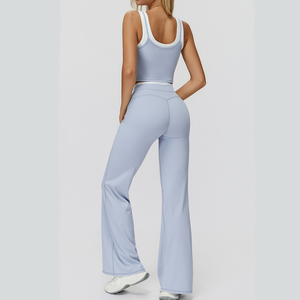 Thời Trang Cao Eo Phụ Nữ Màu Sắc Tương Phản Chống Sốc Tank Top Áo Ngực Bùng Xà Cạp Tập Thể Dục Phòng Tập Thể Dục Yoga Mặc Hai Mảnh Bộ - Product Image 4