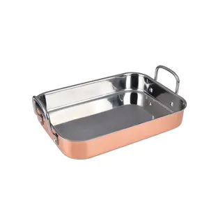 new style cladding tri ply stainless steel copper Roaster Roasting Pans