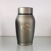 Cercueil/Coffret à cendres pour animaux de compagnie en acier inoxydable, style double cœur, moderne et minimaliste, scellé, pour exportation transfrontalière – Stock disponible