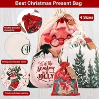 Sac à cordon en toile polyester-coton personnalisable pour Noël, motif dessin animé, idéal pour les fêtes, les bonbons et les cadeaux surprise, importé de Chine