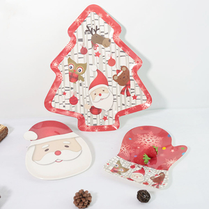 Set of 3 Red Melamine Kids <strong>Christmas</strong> Dessert <strong>Plates</strong> Plato Fiestas Party <strong>Plate</strong> Dish for <strong>Christmas</strong> <strong>Eve</strong> Treats - Product Image 2