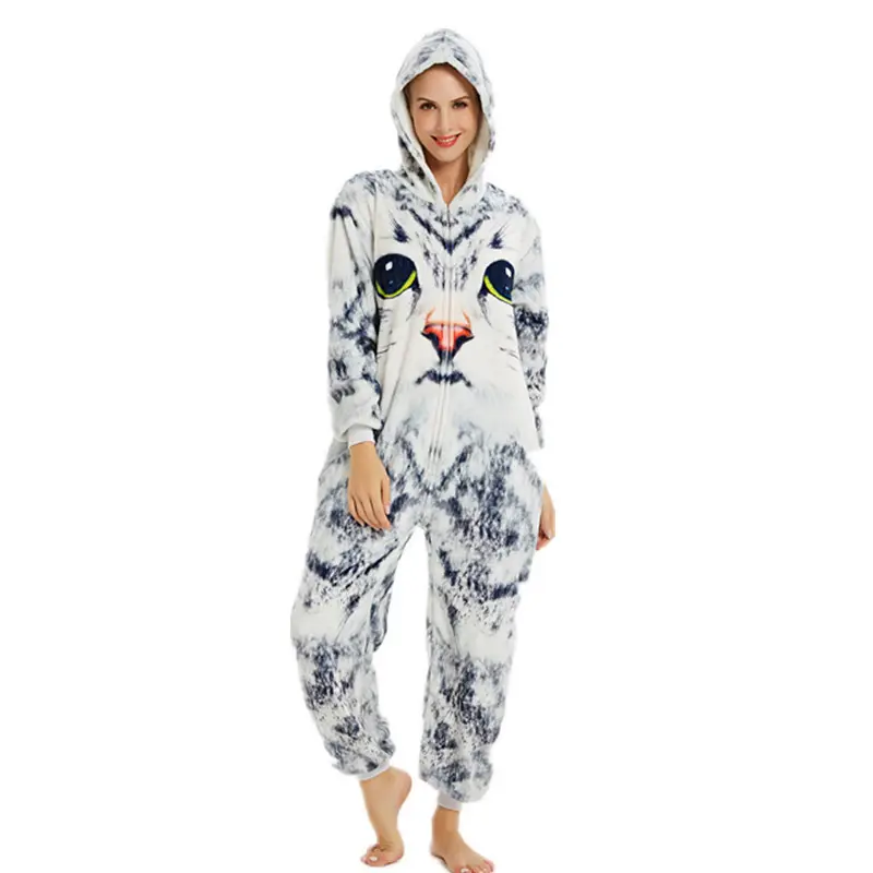 Toptan yetişkin hayvanlı Pijama özel peluş pazen Unicorn Pijama Onesie Pijama tulum Hoodie ile