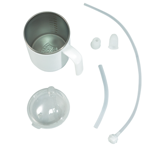 Taza de Acero Inoxidable de Grado Alimenticio y Silicona para Personas Mayores, Tapa con Pajita Antiderrames, 400 ml - Product Image 2