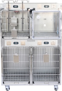 Gabbia Veterinaria Economica Riutilizzabile per Animali di Grossa Taglia, in Acciaio Inox, con Terapia a Ossigeno e Infrarossi, per Cliniche e Ospedali Veterinari, con Supporto per IV - Product Image 2