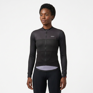 Maillot de Ciclismo de Manga Larga Negro con Cierre Frontal Completo para Hombre y Mujer, Ropa Deportiva para Ciclismo - Product Image 1