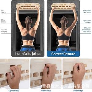 Tabla de entrenamiento portátil de madera para dominadas, placa ajustable para gimnasio de escalada, herramienta de fitness duradera para fortalecer los dedos - Product Image 4