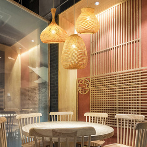 Jpungsun Retro Handmade Tre Tự Nhiên Dệt Đèn Chùm Khách Sạn Nhà Hàng Trang Trí Mây Ánh Sáng Mặt Dây Chuyền - Product Image 4