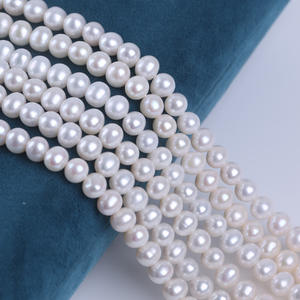 Perles d'aquaculture d'eau douce de forme pomme de terre, presque rondes, 7-8 mm, en gros à Zhuji, accessoires pour la fabrication de bijoux DIY - Product Image 2