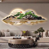 Lukisan Lanskap Kristal Porselen Grosir Tanpa Bingkai Lampu LED Cahaya Putih Hangat Dinding Latar Sofa Mewah Kantor