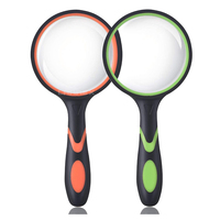 LARREX Portable 75mm Optical Handheld Non-Slip Simple Shatterproof 10X Magnifying Glasses Senior Kids Reading ABS+Glasses Light
