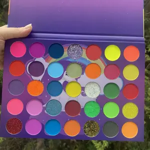 Paleta de sombras pigmentadas, 35 cores, com bandeja colorida e cor neon, matte, 50 peças