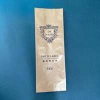 Sacs à soufflet latéral YSH en gros avec valve de dégazage thermoscellable, pochettes à fond carré brillantes laminées pour grains de café, pour fournisseurs de café