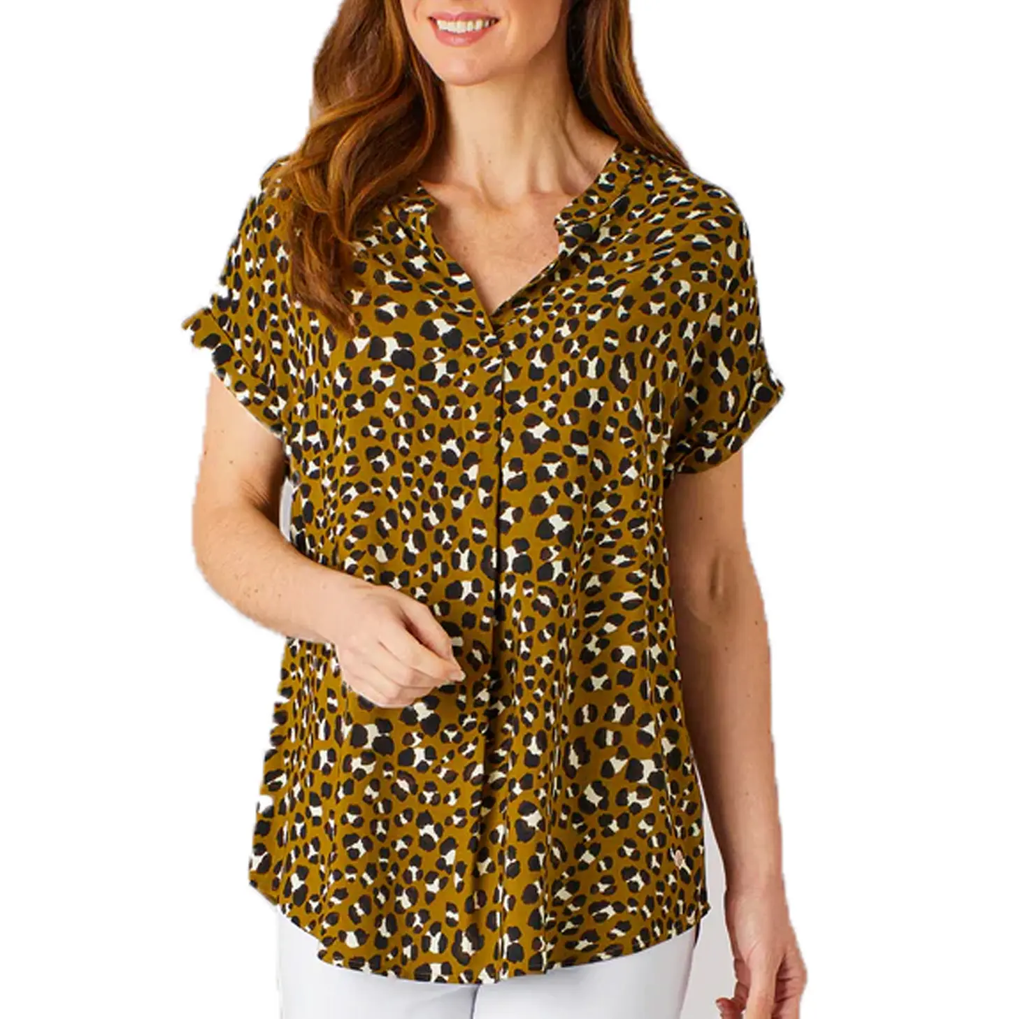 2023 Summer Sale Leopard Printed Women Blouse Rayon Soft Fabric Custom Logo Women Tops