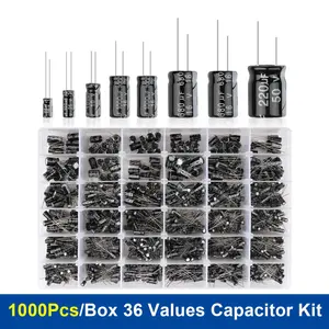 1000pcs 36 값 알루미늄 전해 커패시터 구색 상자 키트 0.1uF 16V-50V 0.1uF-1000uF 커패시터 4.7uF 10uF 22uF 33uF