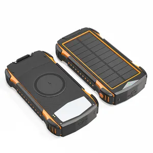 Solar Power Banks Phone Portable Powerbank 20000mah Double Usb High Capacity Waterproof Charger Wireless Power Bank 100 Pcs