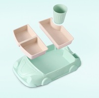 Offre Spéciale : Assiette Enfant en Forme de Voiture à Trois Niveaux Antidérapante, Vaisselle en Fibre de Bambou, Bouteille d'Eau, Complément Alimentaire pour Bébé
