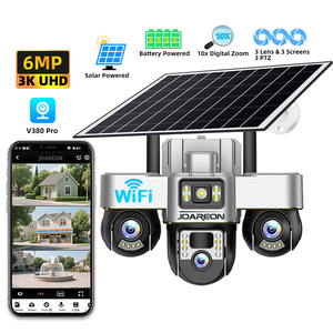JOAREON New V380PRO 3K 6MP 3 렌즈 무선 태양 전지판 전원 IP PTZ CCTV 카메라 실외 보안 WiFi 태양 광 네트워크 카메라 - Product Image 1