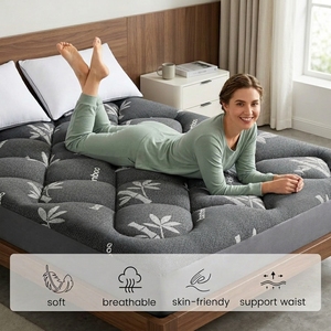 Surmatelas ultra doux pour hôtel, certifié OEKO-TEX, matelassé, respirant, rafraîchissant, avec jupe élastique, taille personnalisée, noir - Product Image 4