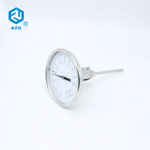 Bimental 150mm Range Industrial Dial Thermometer SS 304 Back Connection 100 Degrees With 120mm Probe 8mm Probe Size
