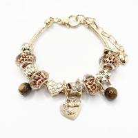 Gouden blauwe kersenbloesem kralenarmband verstelbaar bloemmotief bedel zinklegering kristal strass unisex trendy mode